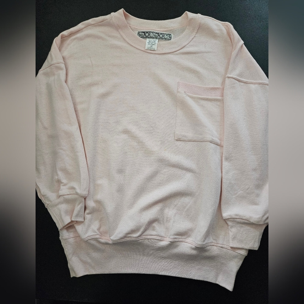 VINTAGE - "Jou Jou" Pale Pink Cotton Sweatshirt - NWOT - Size S